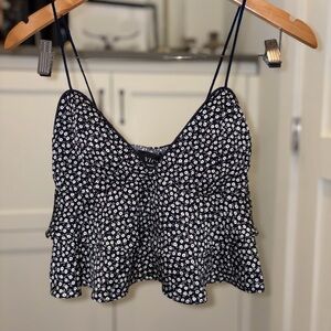 VICI silky crop top - navy blue